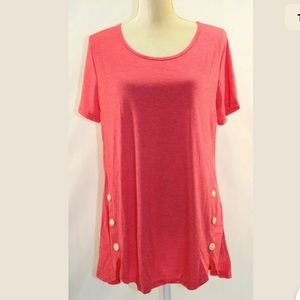 Loveu.Dear Heather Pink Button-Accent Tunic L